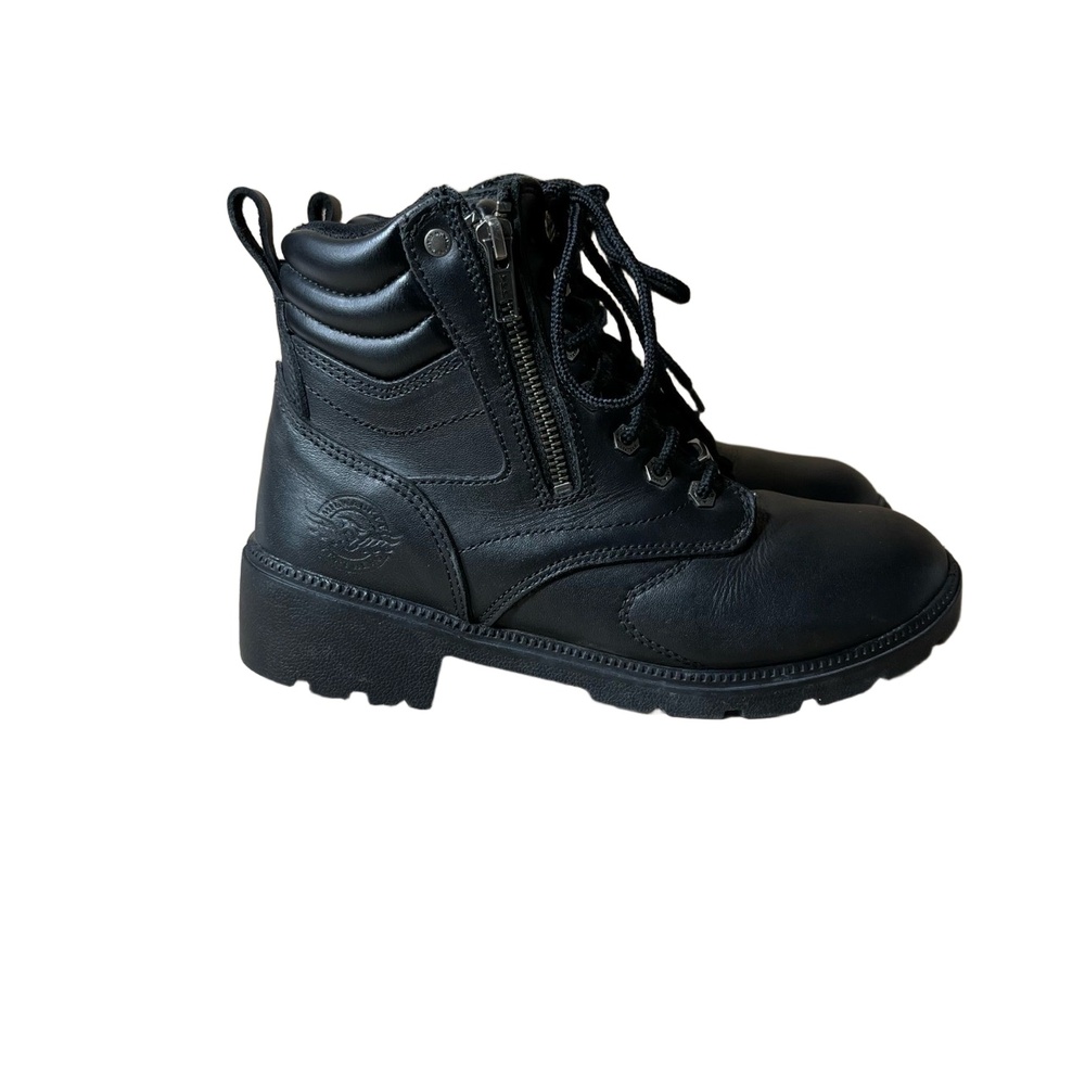 Milwaukee Leather Black Lace Up Side Zipper Combat Boots Size‎ 8
